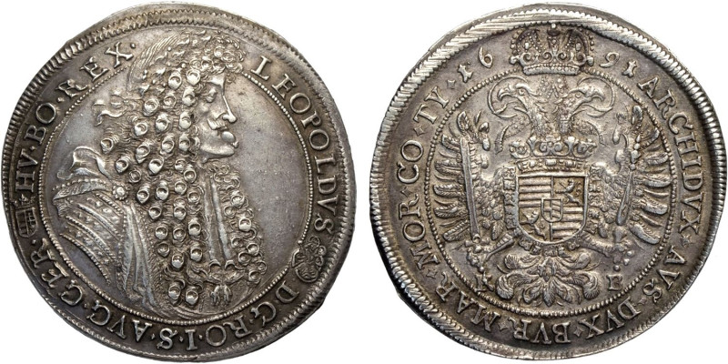 Hungary, Leopold I (1657-1705), Thaler 1691-KB, Kremnitz Mint, Dav-3260 Ag 45,5 ...