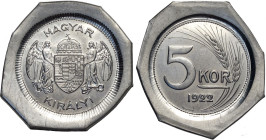 Hungary, Nicolas Horthy (1920-1944), 2 x (obverse and reverse) Lead uniface Pattern 5 Korona 1922, Pb 31-35 mm 14,91-15,45 g, FDC