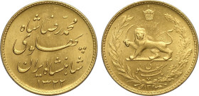 Iran, Muhammad Reza Pahlavi Shah (SH1320-1358 / 1941-1979AD), Pahlavi SH1322 (1948), Au 22 mm 8,13 g, FDC