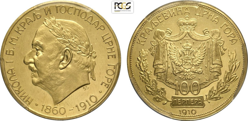 Montenegro, Nicholas I (1860-1918), 100 Perpera 1910 Golden Jubilee, Mintage: 50...