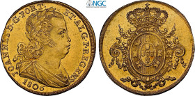 Portugal, Joao VI (1799-1826), Peca of 6400 Reis 1806, Lisbon Mint, Au 31,5 mm 14,34 g, in Slab NGC MS63