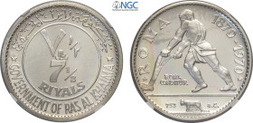 Ras Al-Khaimah, Saqr Bin Muhammad al-Qasimi (1948-), 7,5 Riyals 1970, KM-17 Ag 34 mm 22,5 g, in Slab NGC PF66 Ultra Cameo