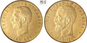 Romania, Carol I (1866-1914), 100 Lei 1906, Brussels mint, Mintage: 3000, Au 36 mm 32,26 g, in Slab NGC AU58
