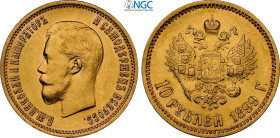 Russia, Nicholas II (1894-1917), 10 Roubles 1899-EB, Bit-5 Au 22,5 mm 8,60 g, in Slab NGC MS62