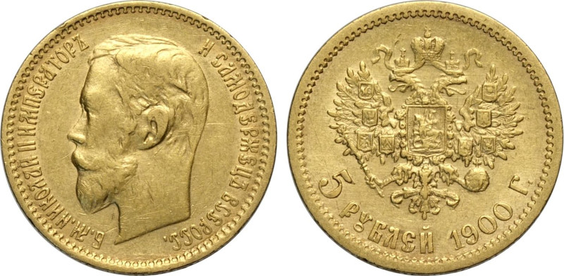 Russia, Nicholas II (1894-1917), 5 Roubles 1900, Au 18,5 mm 4,28 g, BB+