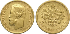 Russia, Nicholas II (1894-1917), 5 Roubles 1900, Au 18,5 mm 4,28 g, BB+