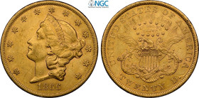 United States of America, Federal Republic (1776-), 20 Dollars 1866 Motto, Philadelphia mint, Au 34 mm 33,43 g, in Slab NGC AU55