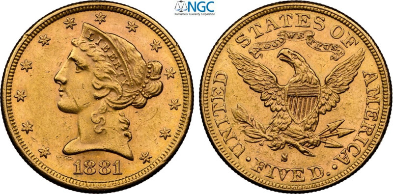 United States of America, Federal Republic (1776-), 5 Dollars 1881-S, San Franci...