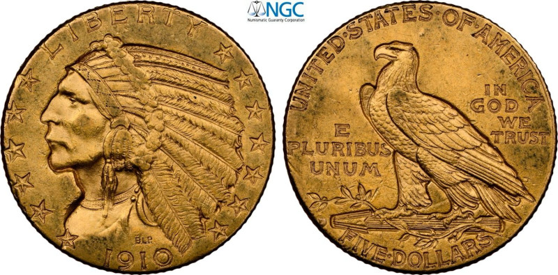 United States of America, Federal Republic (1776-), 5 Dollars 1910-D, Denver min...