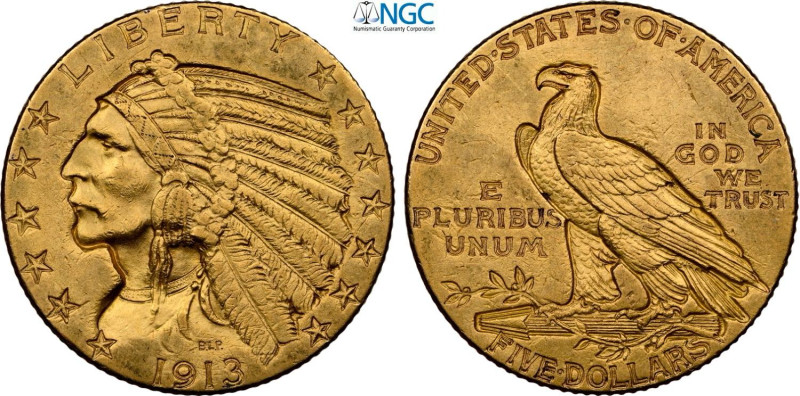 United States of America, Federal Republic (1776-), 5 Dollars 1913 Philadelphia ...