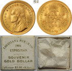 United States of America, Federal Republic (1776-), Dollar 1903 Thomas Jefferson President, Au 15 mm 1,67 g, with rare original box, in Slab PCGS MS65