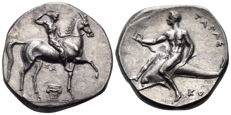 CALABRIA. Tarentum. Circa 325-281 BC. Didrachm or nomos (Silver, 21.5 mm, 7.86 g...