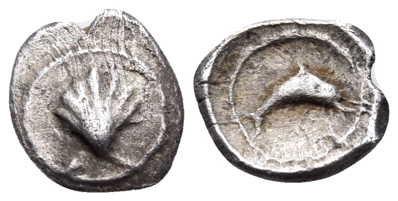 CALABRIA. Tarentum. Circa 325-280 BC. Hemilitron (Silver, 8 mm, 0.38 g, 9 h). Co...