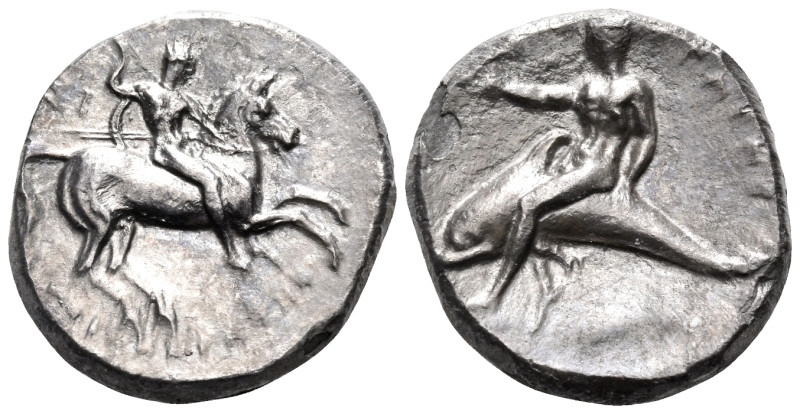 CALABRIA. Tarentum. Circa 302-280 BC. Didrachm or nomos (Silver, 20 mm, 7.39 g, ...