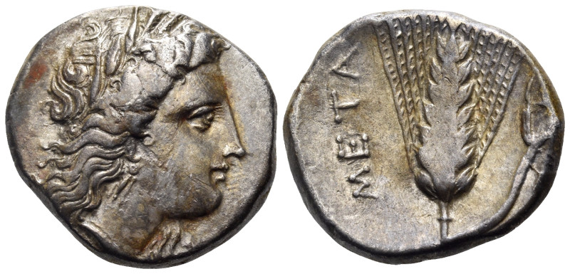 LUCANIA. Metapontion. Circa 330-290 BC. Nomos (Silver, 20 mm, 7.83 g, 11 h), str...