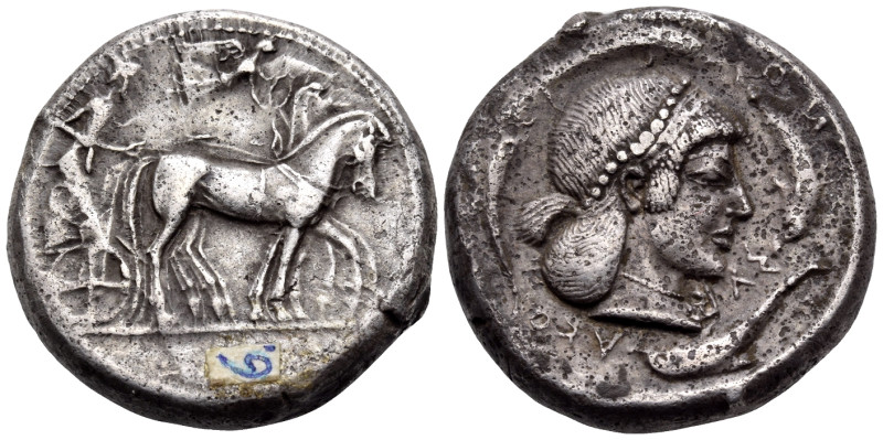 SICILY. Syracuse. Deinomenid Tyranny, 485-466 BC. Tetradrachm (Silver, 24.5 mm, ...