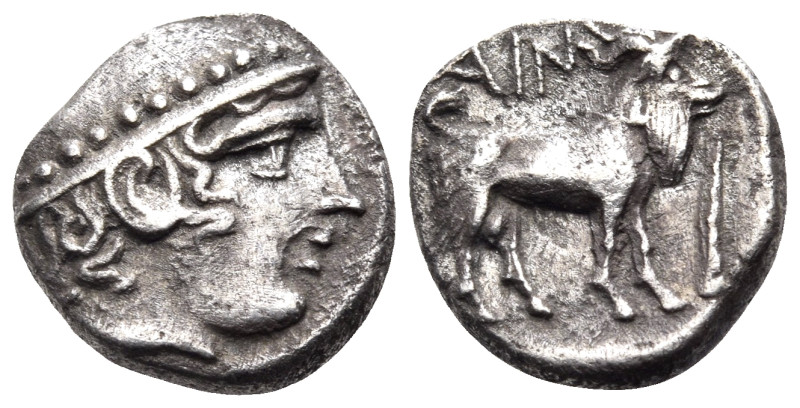 THRACE. Ainos. Circa 429-427/6 BC. Diobol (Silver, 10 mm, 1.26 g, 1 h). Head of ...