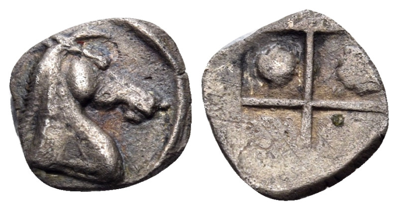 THRACO-MACEDONIAN REGION. Uncertain mint. Circa 5th century BC. Hemiobol (?) (Si...