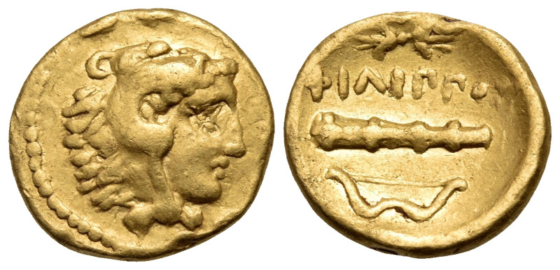 KINGS OF MACEDON. Philip II, 359-336 BC. 1/4 Stater (Gold, 12 mm, 2.09 g, 7 h), ...