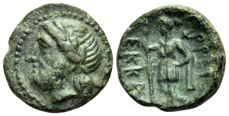 THESSALY. Ekkarra. Circa 325-320 BC. Chalkous (Bronze, 14 mm, 2.49 g, 8 h). Laur...