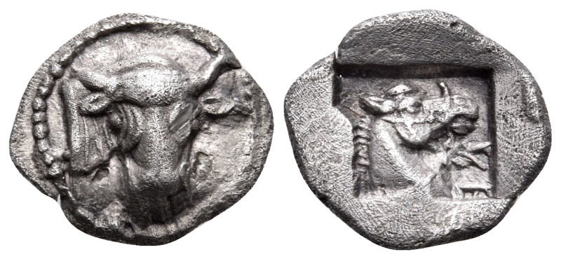 THESSALY. Larissa. Circa 475-450 BC. Obol (Silver, 11 mm, 0.87 g). Head and neck...