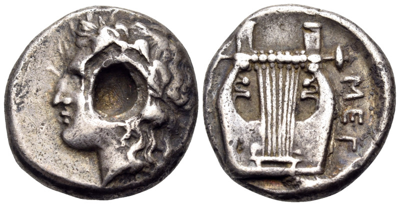 MEGARIS. Megara. Circa 375-338 BC. Oktobol (Silver, 19 mm, 7.53 g, 5 h). Laureat...