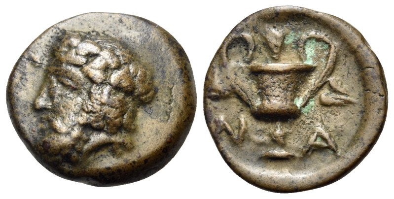 CYCLADES, Naxos. 4th century BC. (Bronze, 12 mm, 1.55 g, 5 h). Bearded head of D...