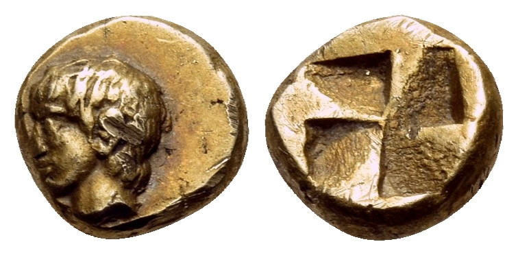 MYSIA. Kyzikos. Circa 450-330 BC. 1/24 Stater (Electrum, 6.5 mm, 0.64 g). Youthf...