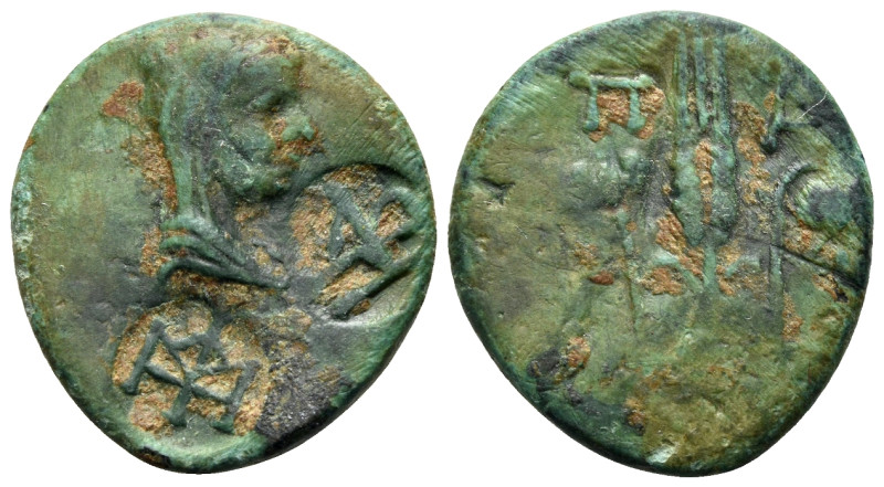 MYSIA. Parion. 2nd-1st centuries BC. AE (Bronze, 20 mm, 3.04 g, 12 h). Veiled an...