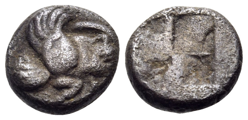 IONIA. Klazomenai. Circa 499-494 BC. Diobol (Silver, 8 mm, 1.04 g). Forepart of ...