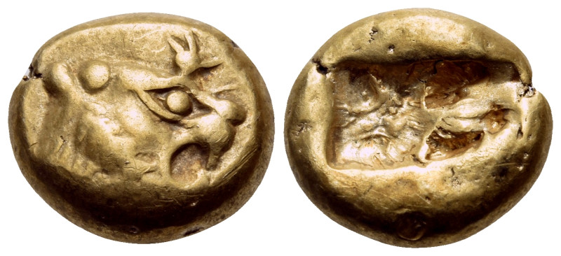 KINGS OF LYDIA. Alyattes, circa 610-560 BC. Trite (Electrum, 13 mm, 4.70 g). Hea...