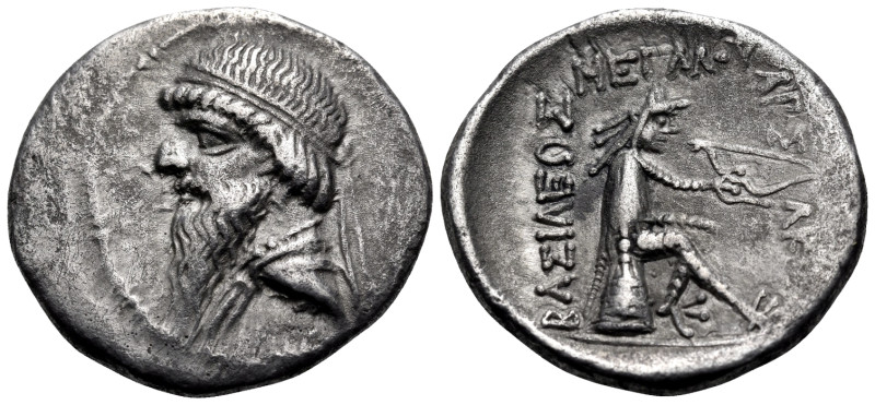 KINGS OF PARTHIA. Mithridates I, 165-132 BC. Drachm (Silver, 19 mm, 3.64 g, 12 h...