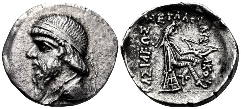 KINGS OF PARTHIA. Mithradates I, 165-132 BC. Drachm (Silver, 19 mm, 3.49 g, 12 h...