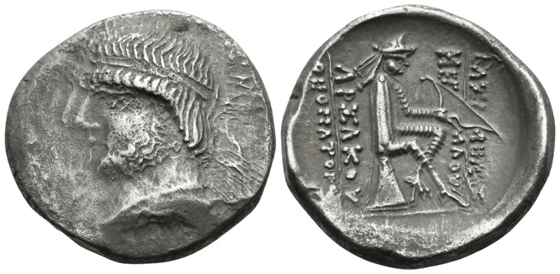 KINGS OF PARTHIA. Phraates II, 132-126 BC. Drachm (Silver, 19 mm, 4.90 g, 12 h),...