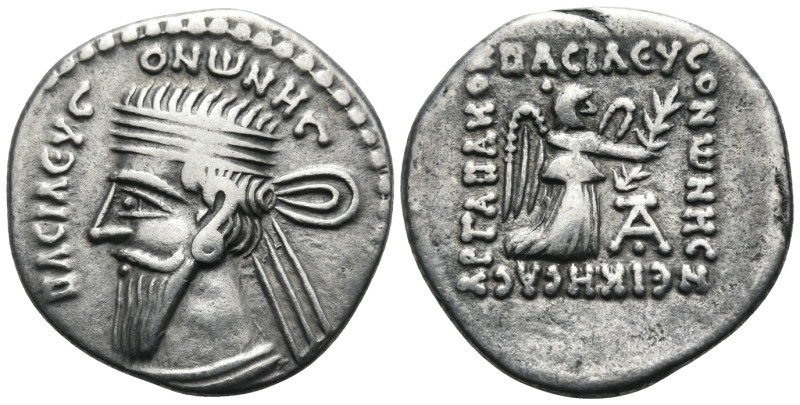 KINGS OF PARTHIA. Vonones I, circa AD 8-12. Drachm (Silver, 20 mm, 3.81 g, 12 h)...