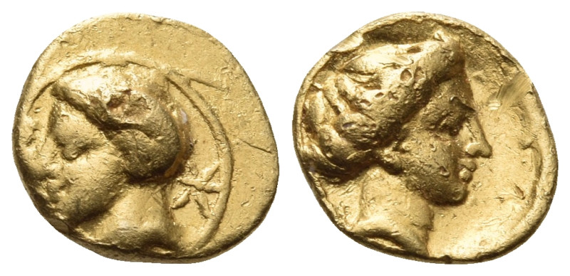 KYRENAIKA. Kyrene. Circa 331-322 BC. Obol (Gold, 8 mm, 0.85 g, 3 h). [KYP] Head ...