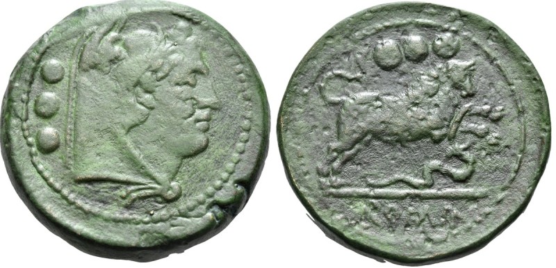 Anonymous, circa 217-215 BC. Quadrans (Bronze, 32 mm, 40.91 g, 12 h), Rome. Head...