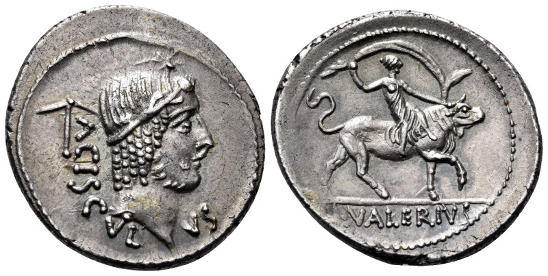 L. Valerius Acisculus, 45 BC. Denarius (Silver, 18 mm, 3.63 g, 6 h), Rome. ACISC...