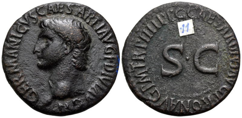 Germanicus, died 19. As (Copper, 27 mm, 9.87 g, 6 h), struck under Caligula, Rom...