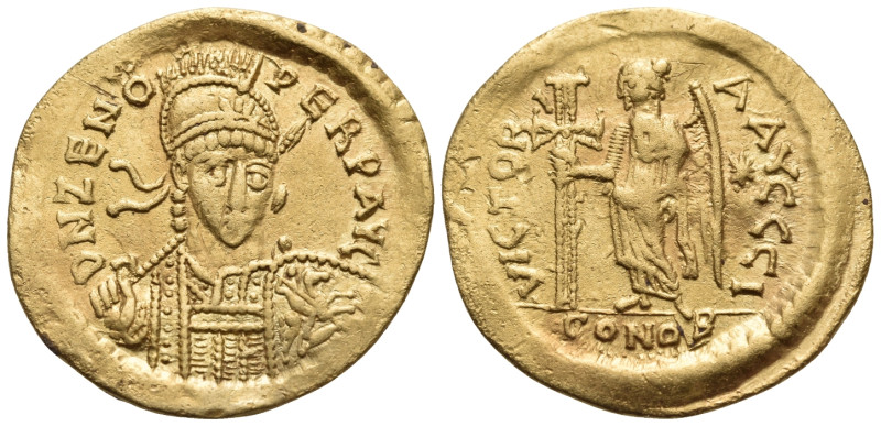 Zeno, second reign, 476-491. Solidus (Gold, 20.5 mm, 4.41 g, 6 h), Constantinopl...