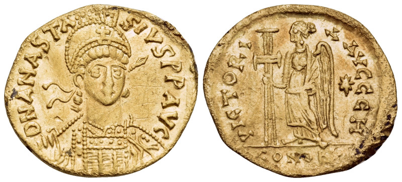 Anastasius I, 491-518. Solidus (Gold, 20,5 mm, 4.10 g, 6 h), Constantinople, 8th...