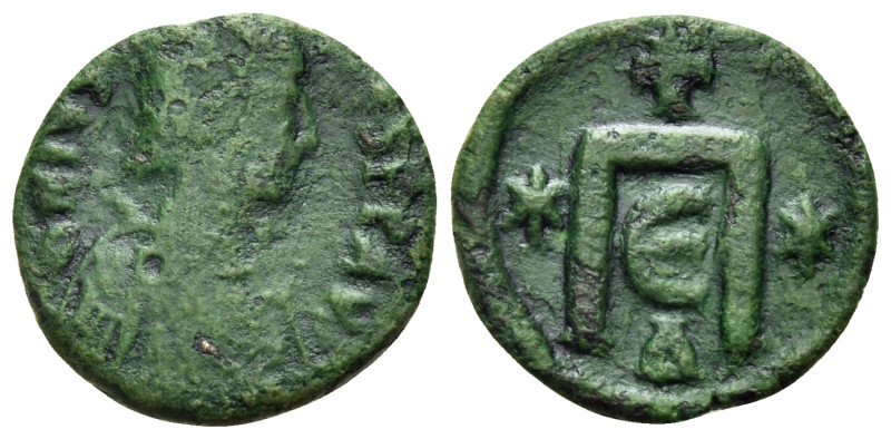 Justin I, 518-527. Pentanummium (Bronze, 14 mm, 1.24 g, 7 h), uncertain mint, 4t...