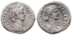 Egypt, Alexandria. Nero, AD 63/4. BL, Tetradrachm. 11.32 g. 23.40 mm.
Obv: ΝΕΡ ΚΛΑΥ ΚΑΙΣ ΣΕΒ ΓΕΡ ΑΥΤΟ. Laureate head of Nero, right.
Rev: ΟΚΤΑΟΥΙΑ ΣΕΒ...