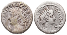 Egypt, Alexandria. Nero, LΙΔ = year 14 (AD 67/8) BL, Tetradrachm. 12.22 g. 23.81 mm.
Obv: [ΝΕΡΩ] ΚΛΑΥ ΚΑΙΣ ΣΕ[Β ΓΕΡ ΑΥ], [L Ι]Δ. radiate bust of Nero ...