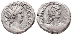 Egypt, Alexandria. Nero, AD 63/4. BL, Tetradrachm. 12.30 g. 24.08 mm.
Obv: [ΝΕΡΩ Κ]ΛΑΥ ΚΑΙΣ ΣΕΒ ΓΕΡ ΑΥ. Radiate head of Nero, right.
Rev: ΠΟΠΠΑΙΑ ΣΕΒ[...