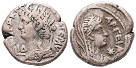 Egypt, Alexandria. Nero, LΙΔ = year 14 (AD 67/8). BL, Tetradrachm. 12.51 g. 24.67 mm.
Obv: ΝΕΡΩ ΚΛΑΥ ΚΑΙΣ ΣΕΒ ΓΕΡ ΑΥ, L ΙΔ. Radiate bust of Nero with ...