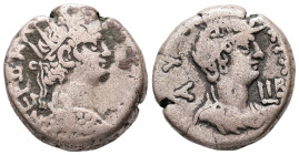 Egypt, Alexandria. Nero, AD 65/6. BL, Tetradrachm. 13.19 g. 23.08 mm.
Obv: ΝΕΡΩ ΚΛ[ΑΥ ΚΑΙΣ ΣΕΒ ΓΕΡ]. Radiate bust of Nero with aegis, right.
Rev: ΑΥ[Τ...