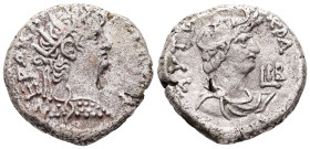 Egypt, Alexandria. Nero, AD 65/6. BL, Tetradrachm. 13.20 g. 23.72 mm.
Obv: ΝΕΡΩ ΚΛ[ΑΥ ΚΑΙΣ ΣΕΒ ΓΕΡ]. Radiate bust of Nero with aegis, right.
Rev: ΑΥ[Τ...