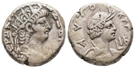 Egypt, Alexandria. Nero, AD 65/6. BL, Tetradrachm. 13.26 g. 23.09 mm.
Obv: ΝΕΡΩ ΚΛ[ΑΥ ΚΑΙΣ ΣΕΒ ΓΕΡ]. Radiate bust of Nero with aegis, right.
Rev: ΑΥΤΟ...