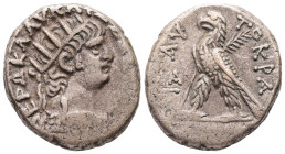 Egypt, Alexandria. Nero, AD 64/5. BL, Tetradrachm. 14.41 g. 25.01 mm.
Obv: ΝΕΡΩ ΚΛΑΥ ΚΑΙΣ [ΣΕΒ ΓΕΡ]. Radiate head of Nero, right.
Rev: ΑΥΤΟΚΡΑ, LΙΑ. E...